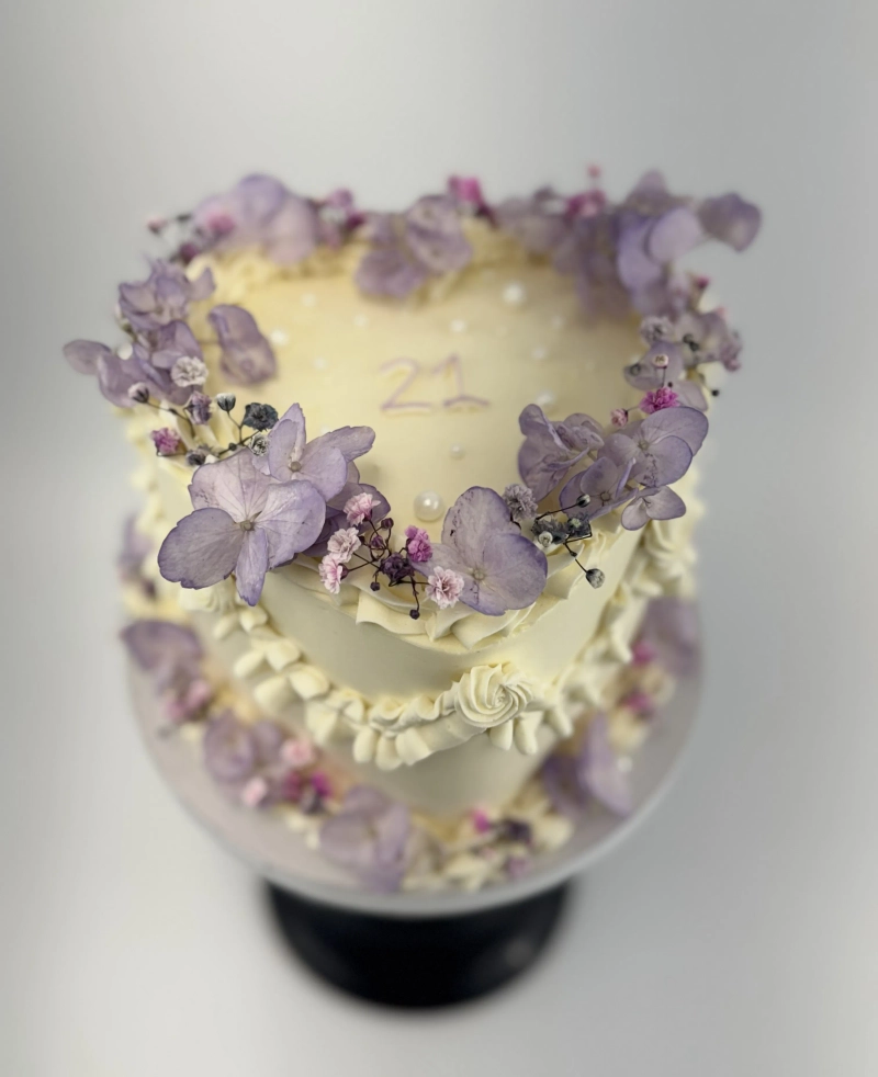 Purple Butterflies - Vintage Heart Cake